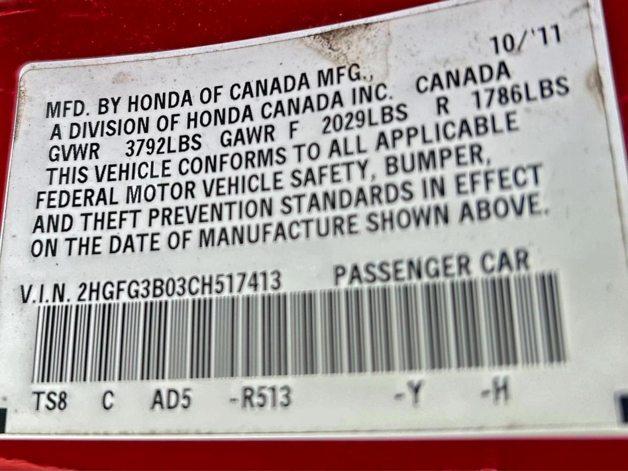 2012 HONDA CIVIC