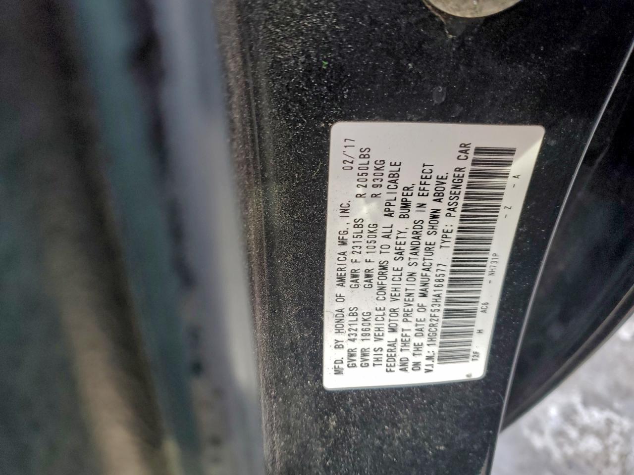 2017 HONDA ACCORD
