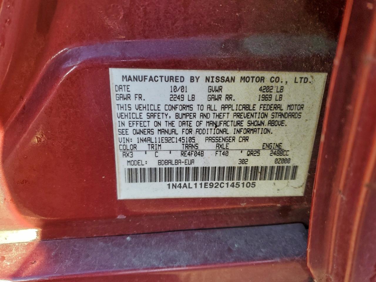 2002 NISSAN ALTIMA