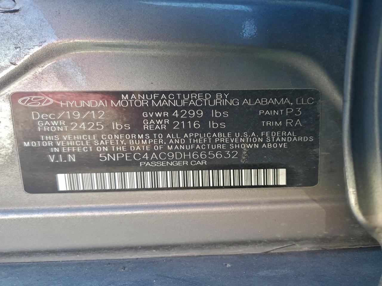 2013 HYUNDAI SONATA