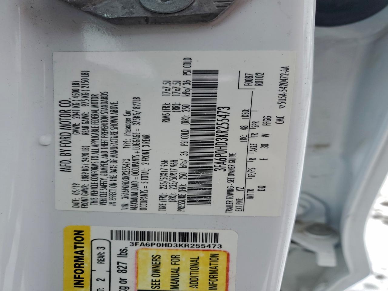 2019 FORD FUSION