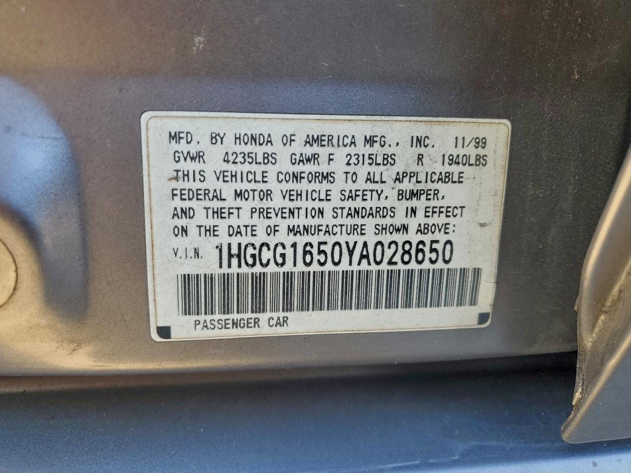 2000 HONDA ACCORD