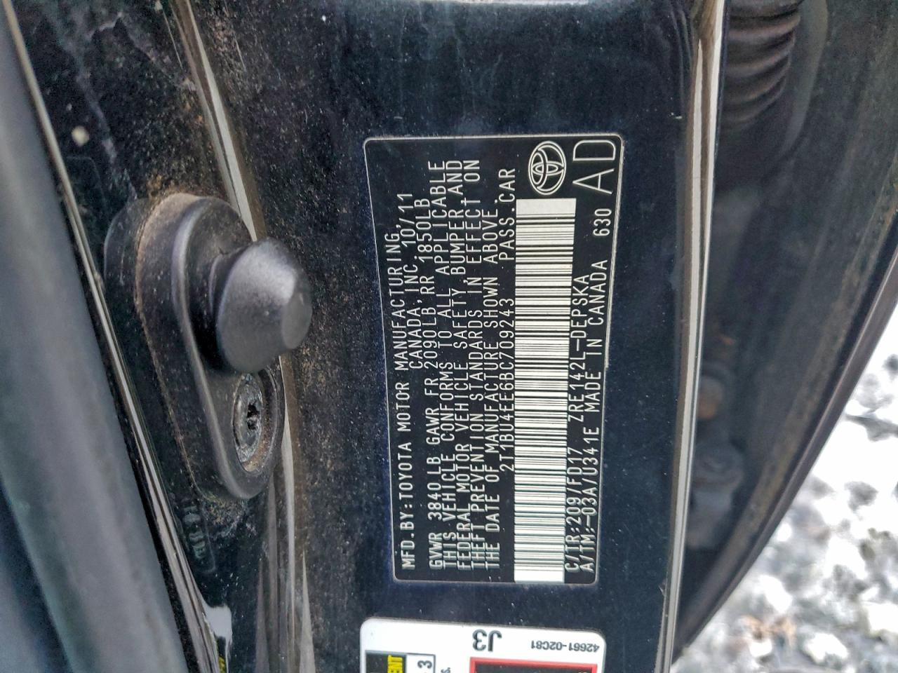 2011 TOYOTA COROLLA