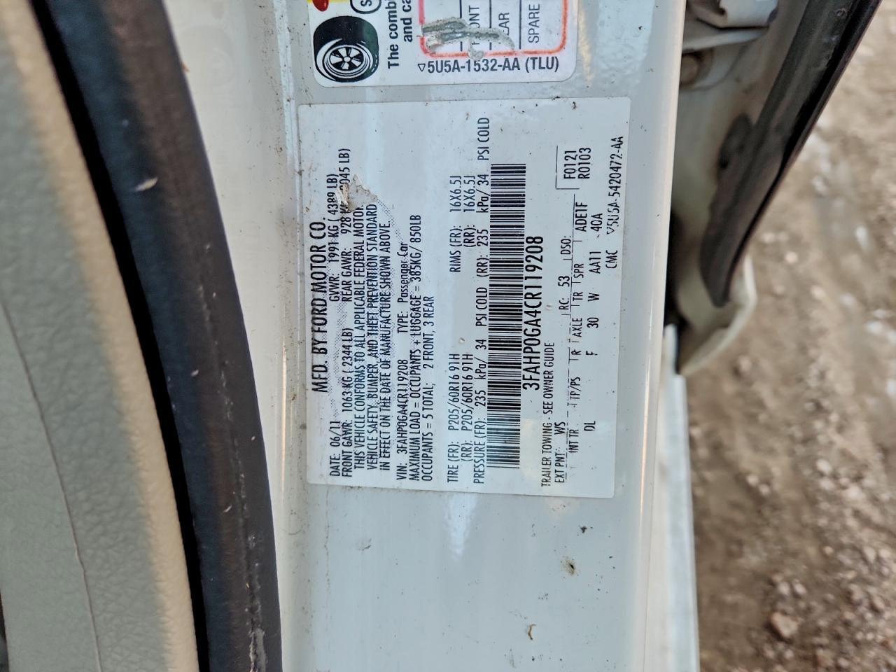 2012 FORD FUSION
