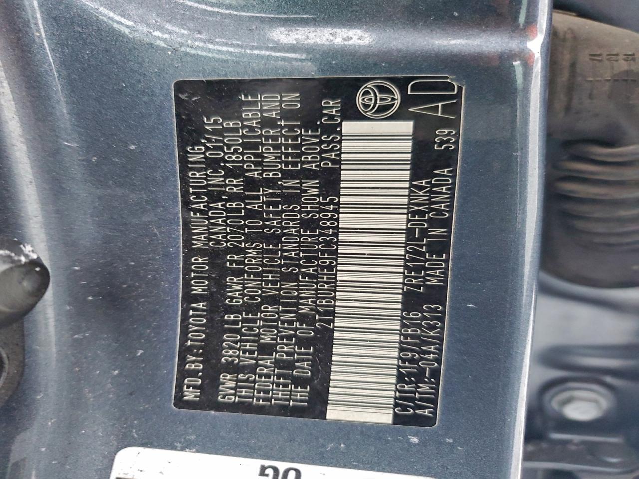 2015 TOYOTA COROLLA