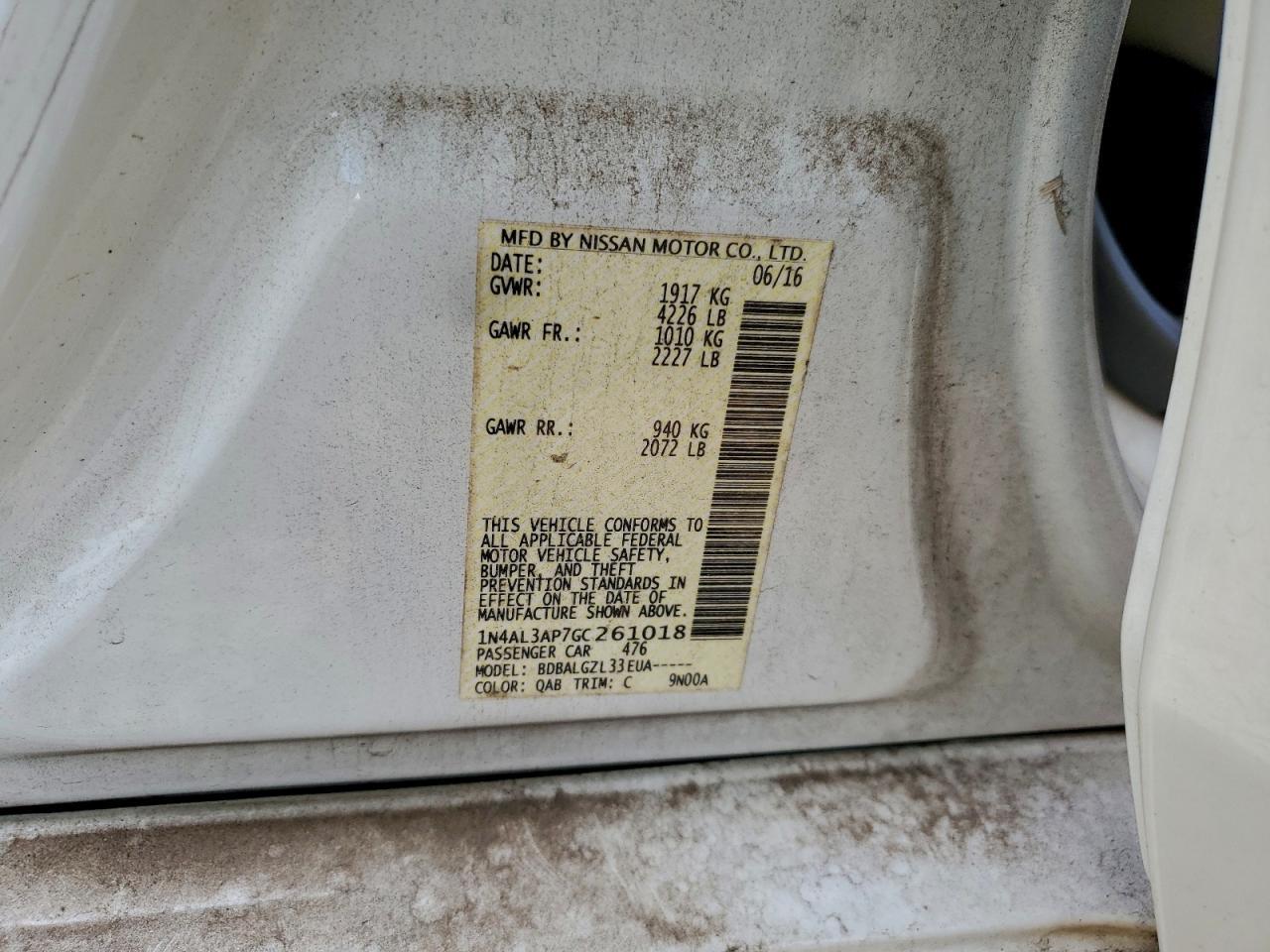 2016 NISSAN ALTIMA