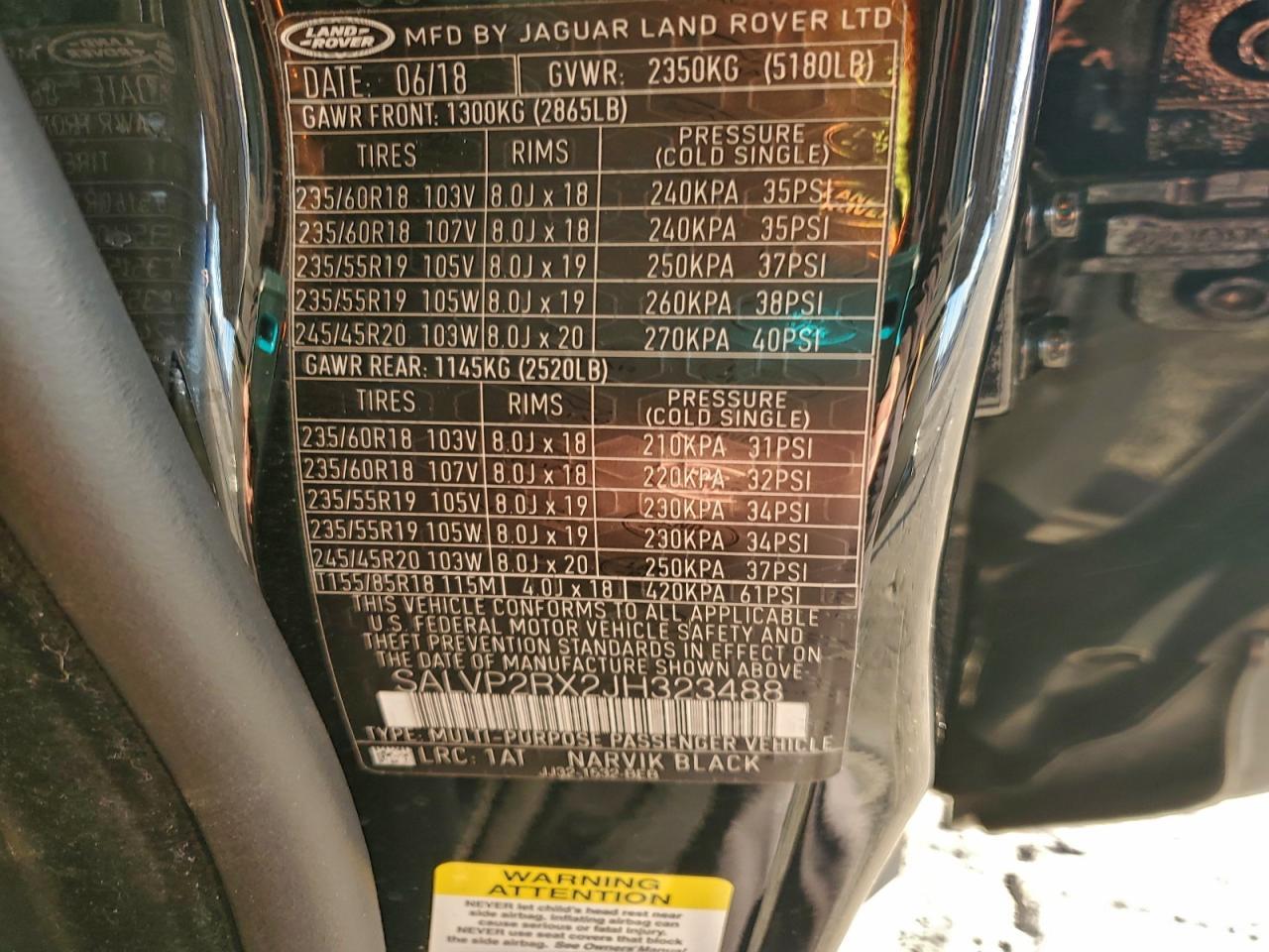 2018 LAND ROVER RANGE ROVER EVOQUE