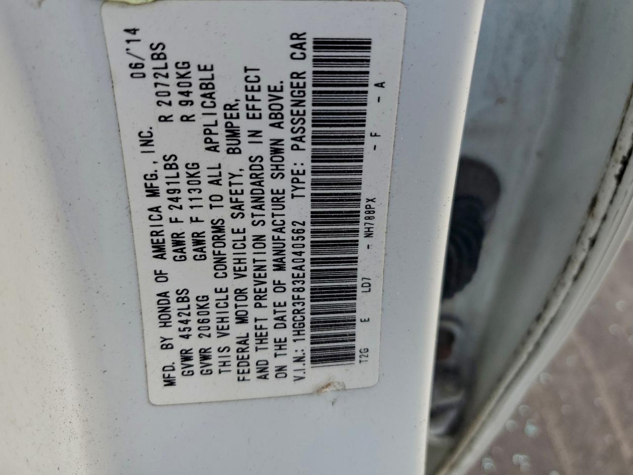 2014 HONDA ACCORD