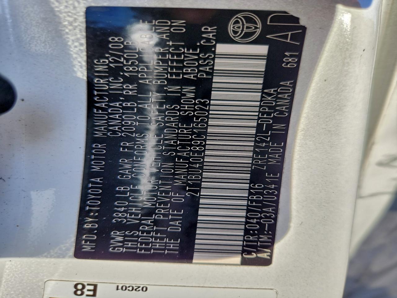 2009 TOYOTA COROLLA