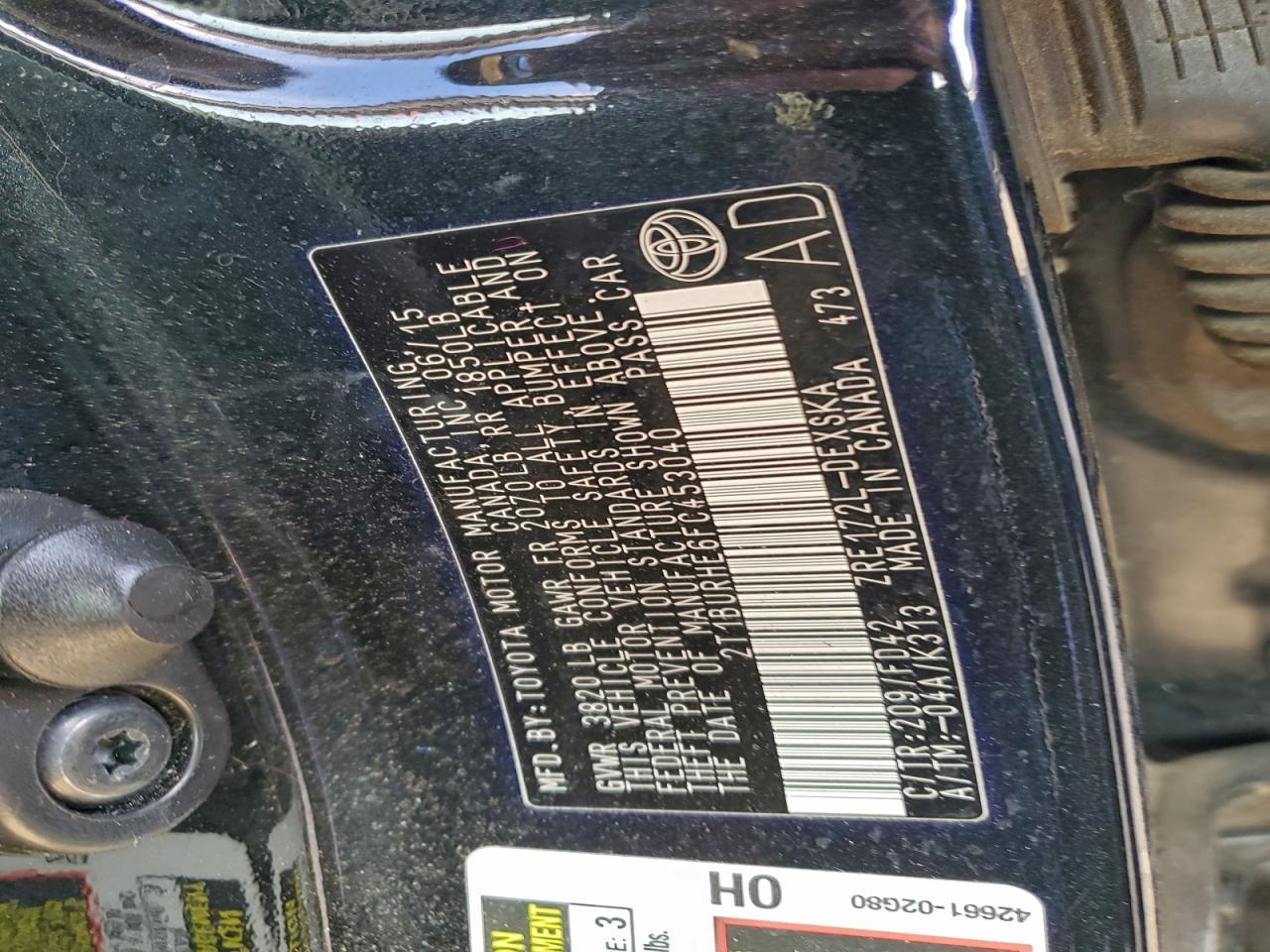 2015 TOYOTA COROLLA