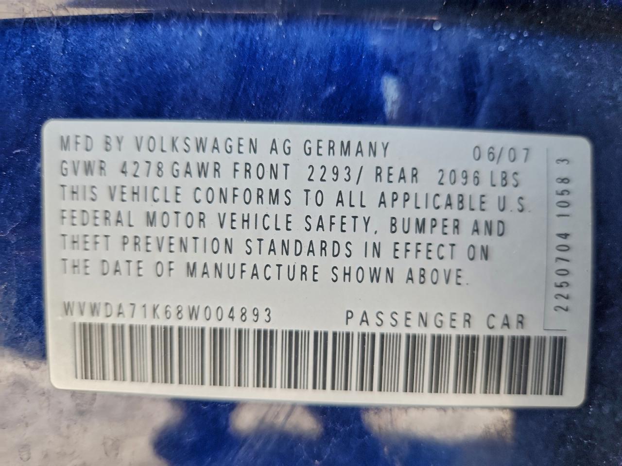 2008 VOLKSWAGEN RABBIT
