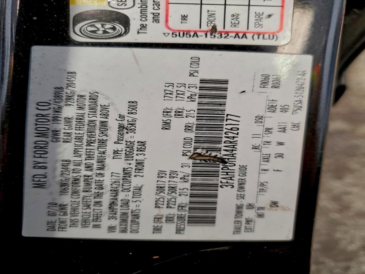 2010 FORD FUSION