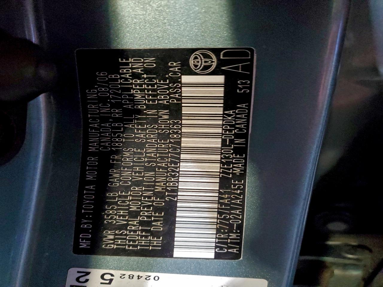 2007 TOYOTA COROLLA