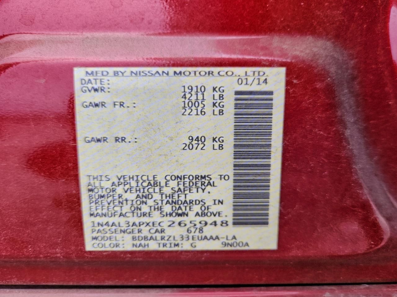2014 NISSAN ALTIMA