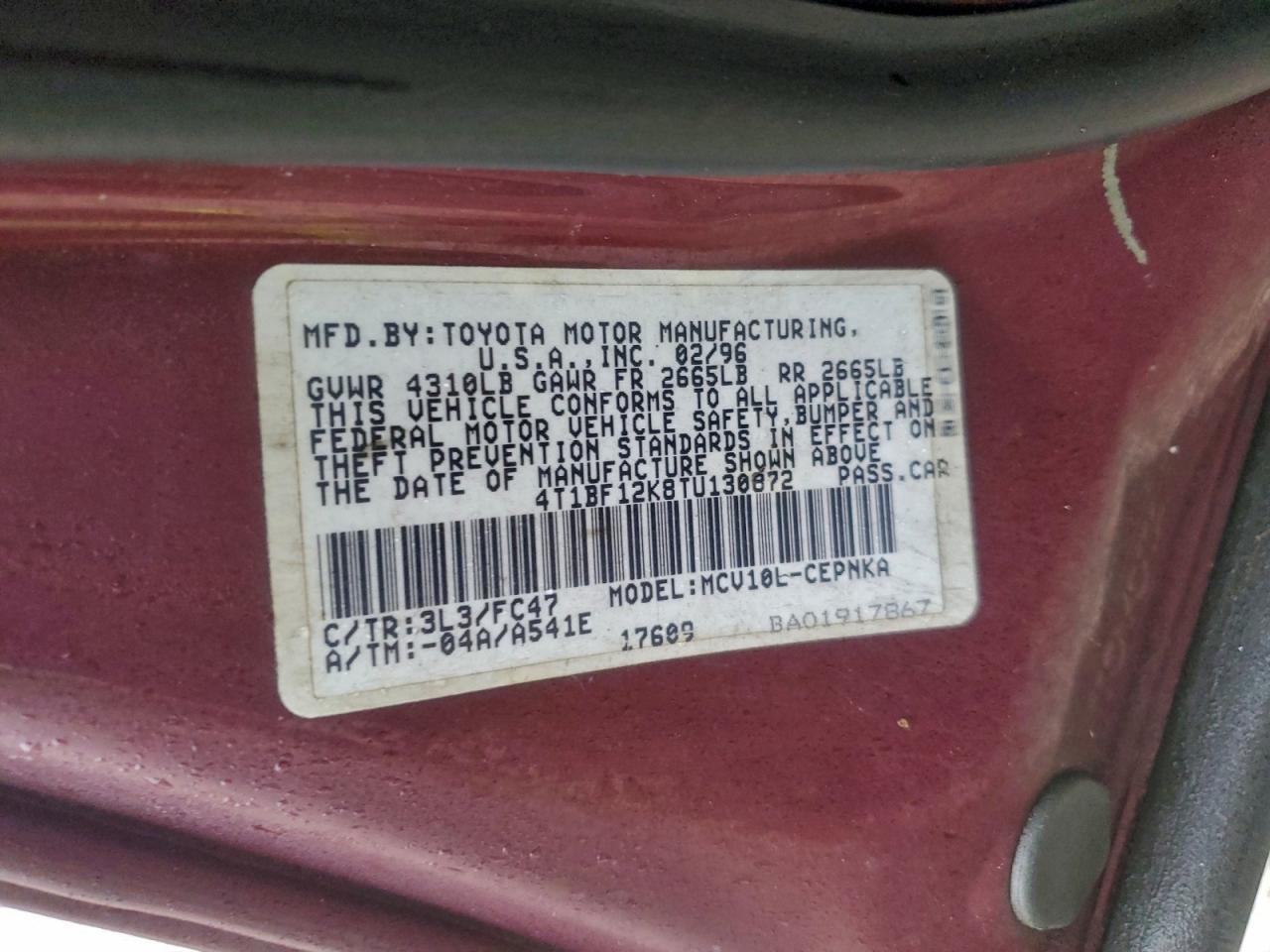 1996 TOYOTA CAMRY