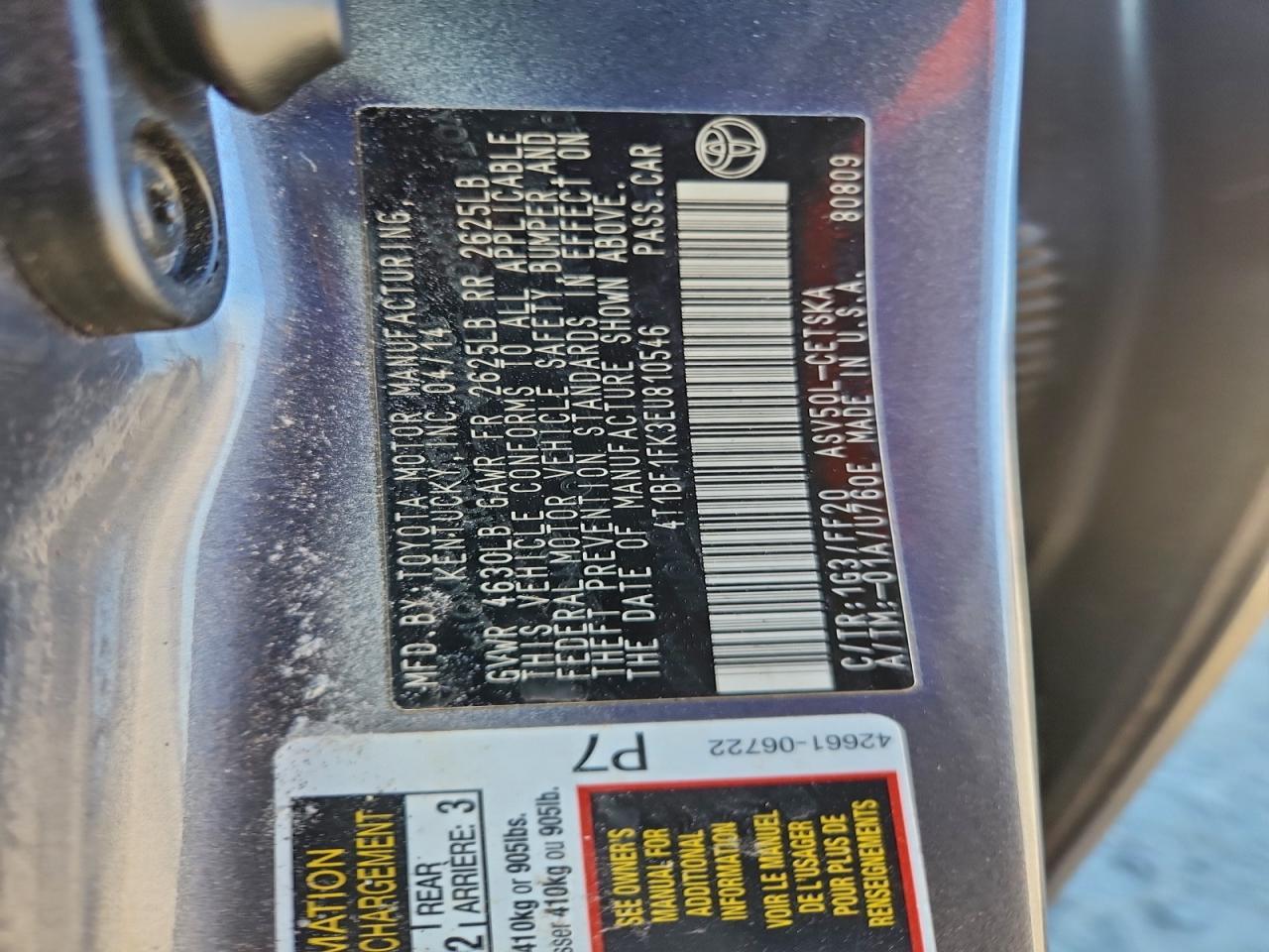 2014 TOYOTA CAMRY