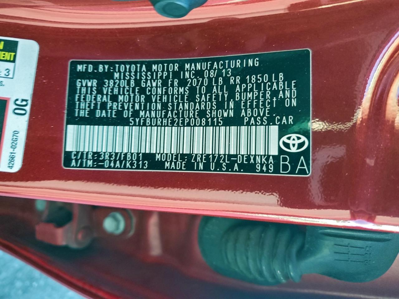 2014 TOYOTA COROLLA