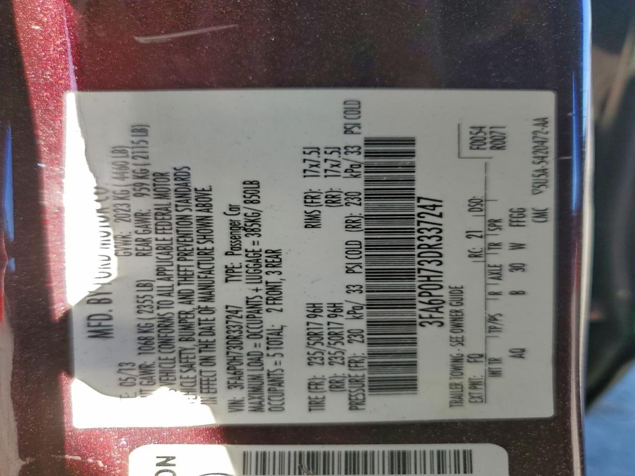 2013 FORD FUSION