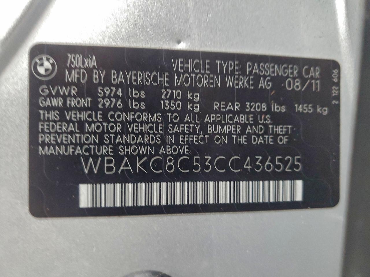 2012 BMW 7 series