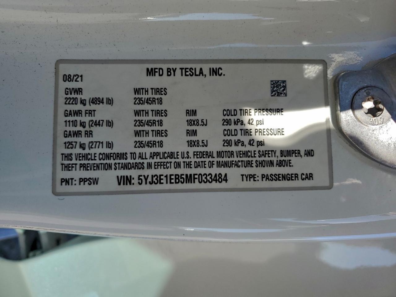 2021 TESLA MODEL 3