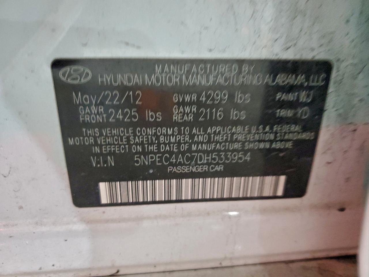 2013 HYUNDAI SONATA