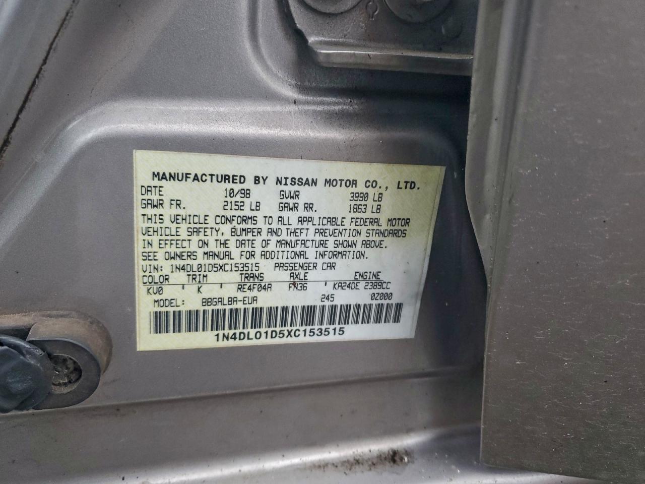 1999 NISSAN ALTIMA