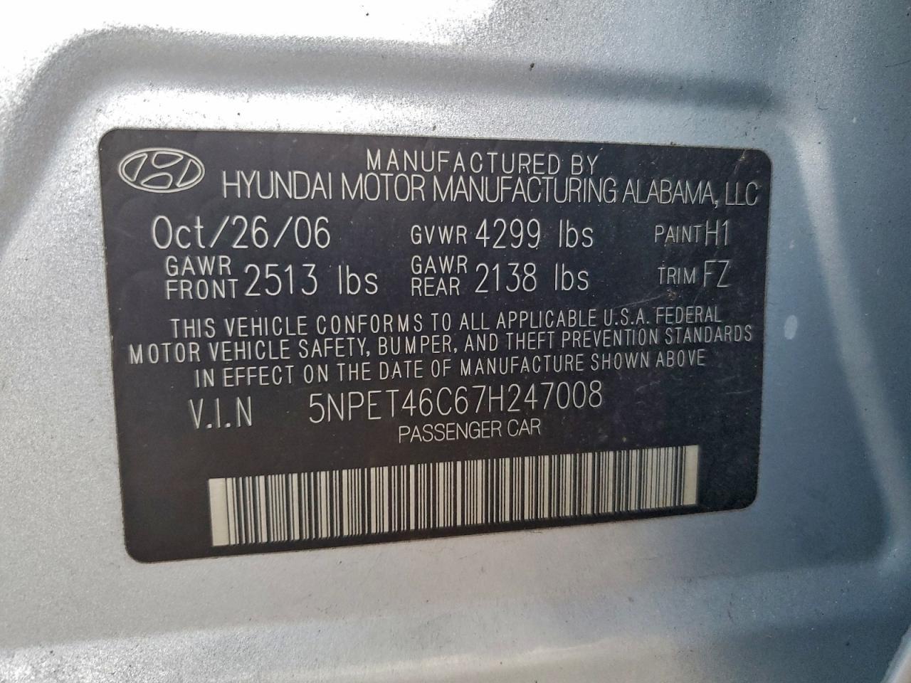 2007 HYUNDAI SONATA