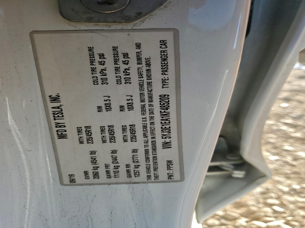 2019 TESLA MODEL 3