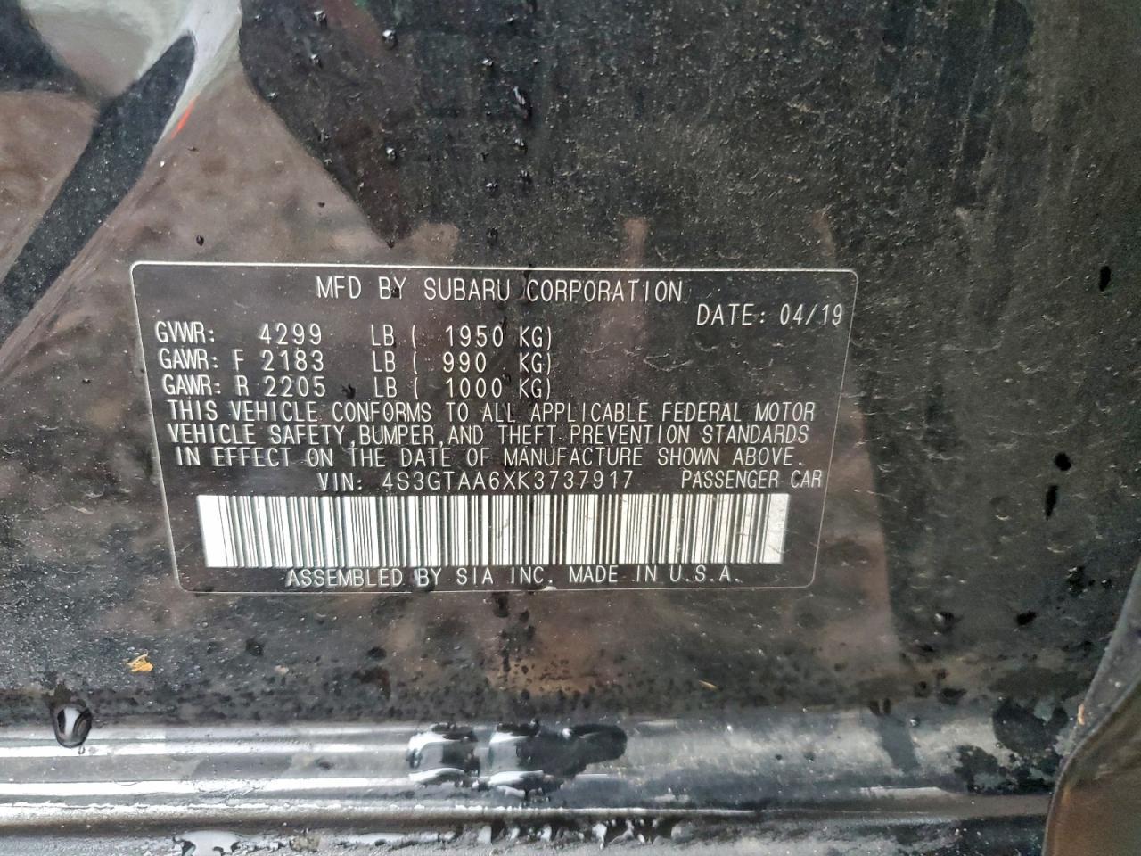 2019 SUBARU IMPREZA