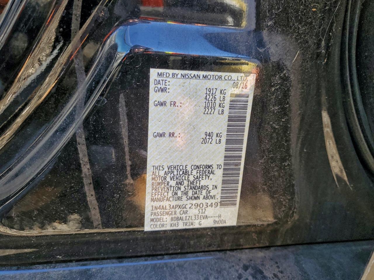 2016 NISSAN ALTIMA