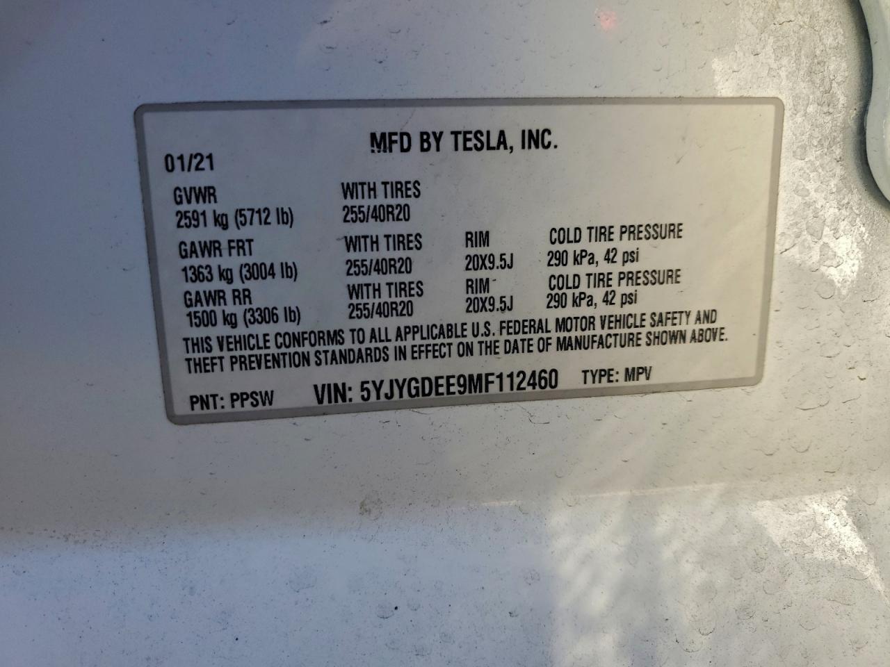 2021 TESLA MODEL Y