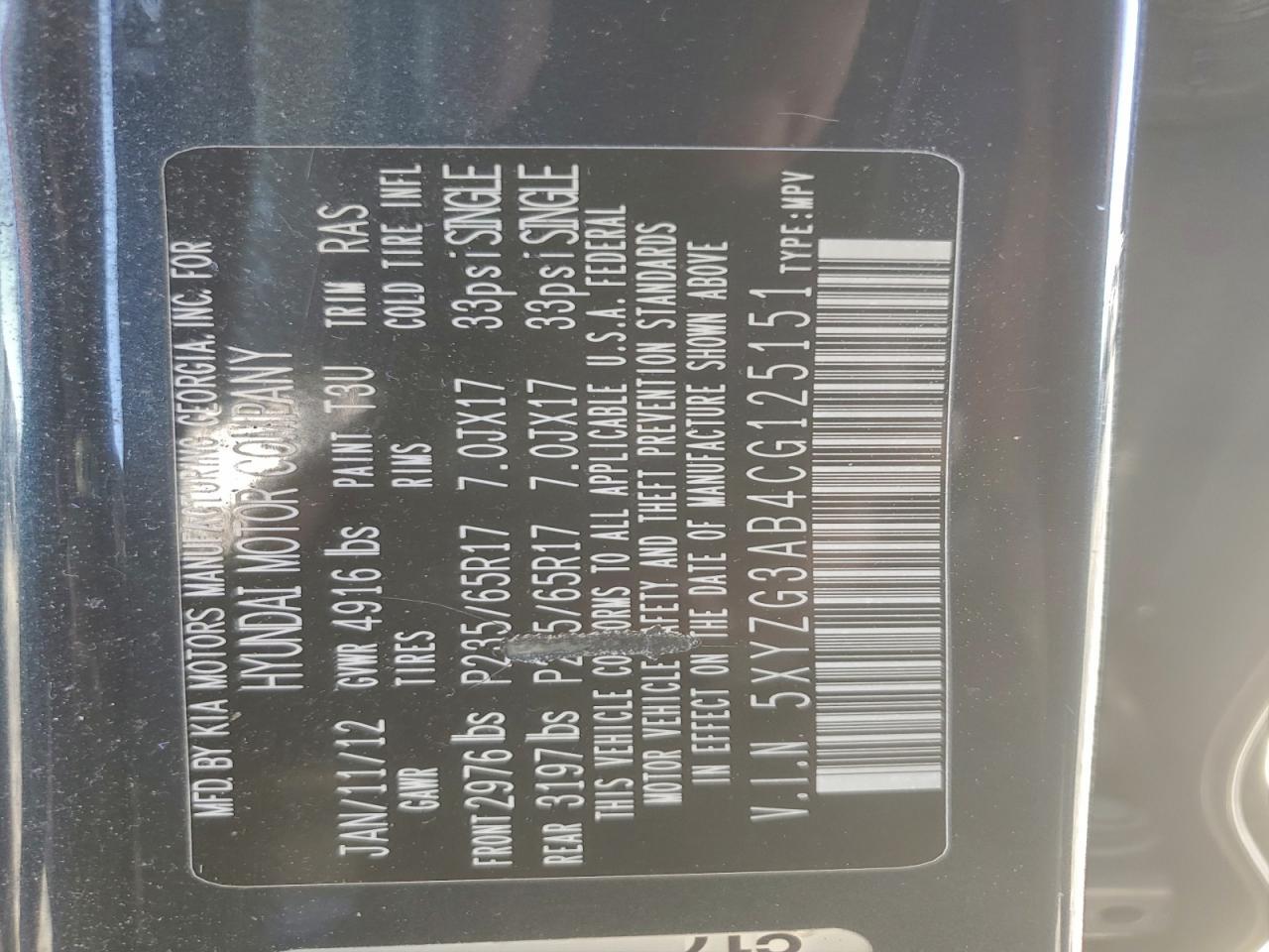 2012 HYUNDAI SANTA FE