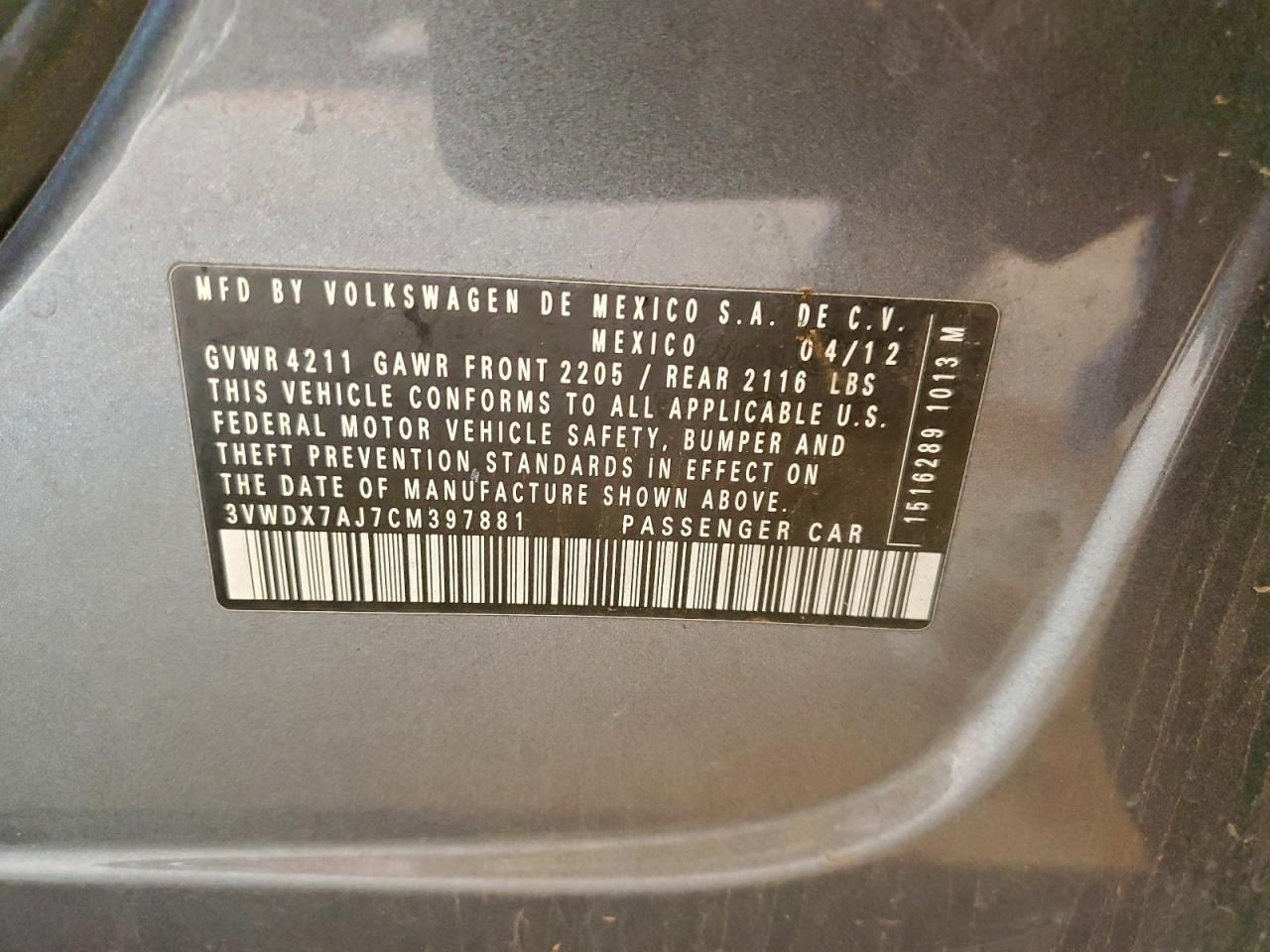 2012 VOLKSWAGEN JETTA