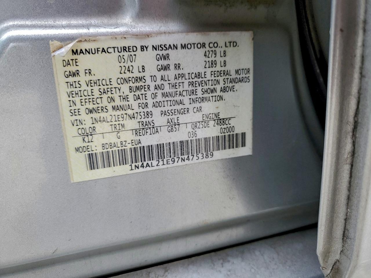 2007 NISSAN ALTIMA
