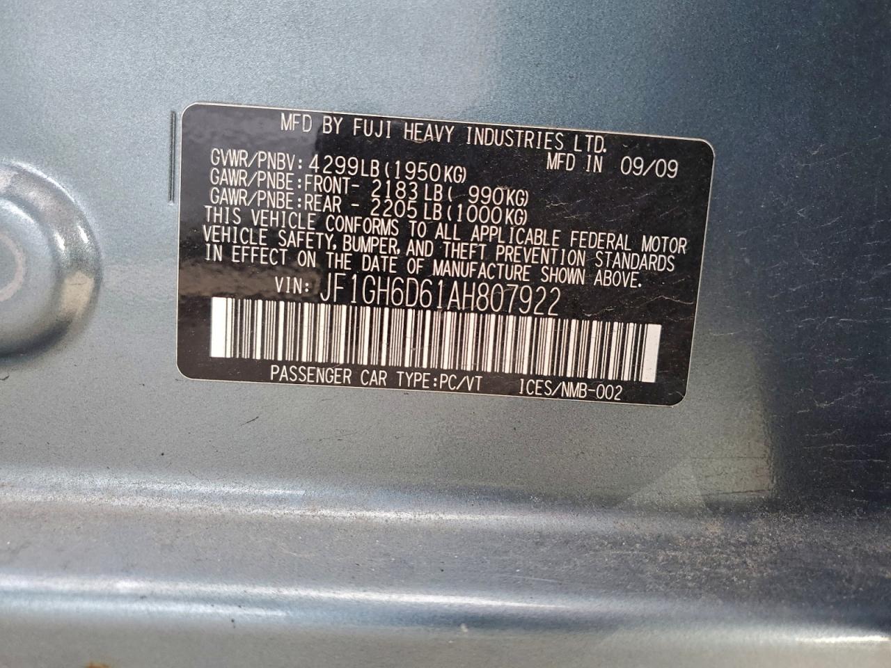 2010 SUBARU IMPREZA
