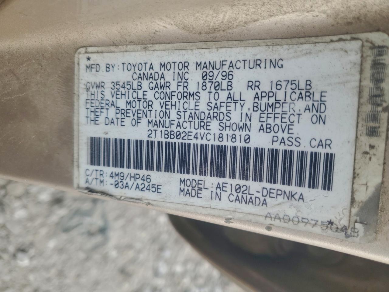1997 TOYOTA COROLLA