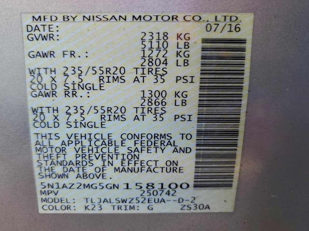 2016 NISSAN MURANO
