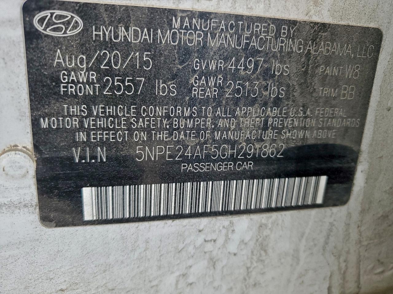 2016 HYUNDAI SONATA