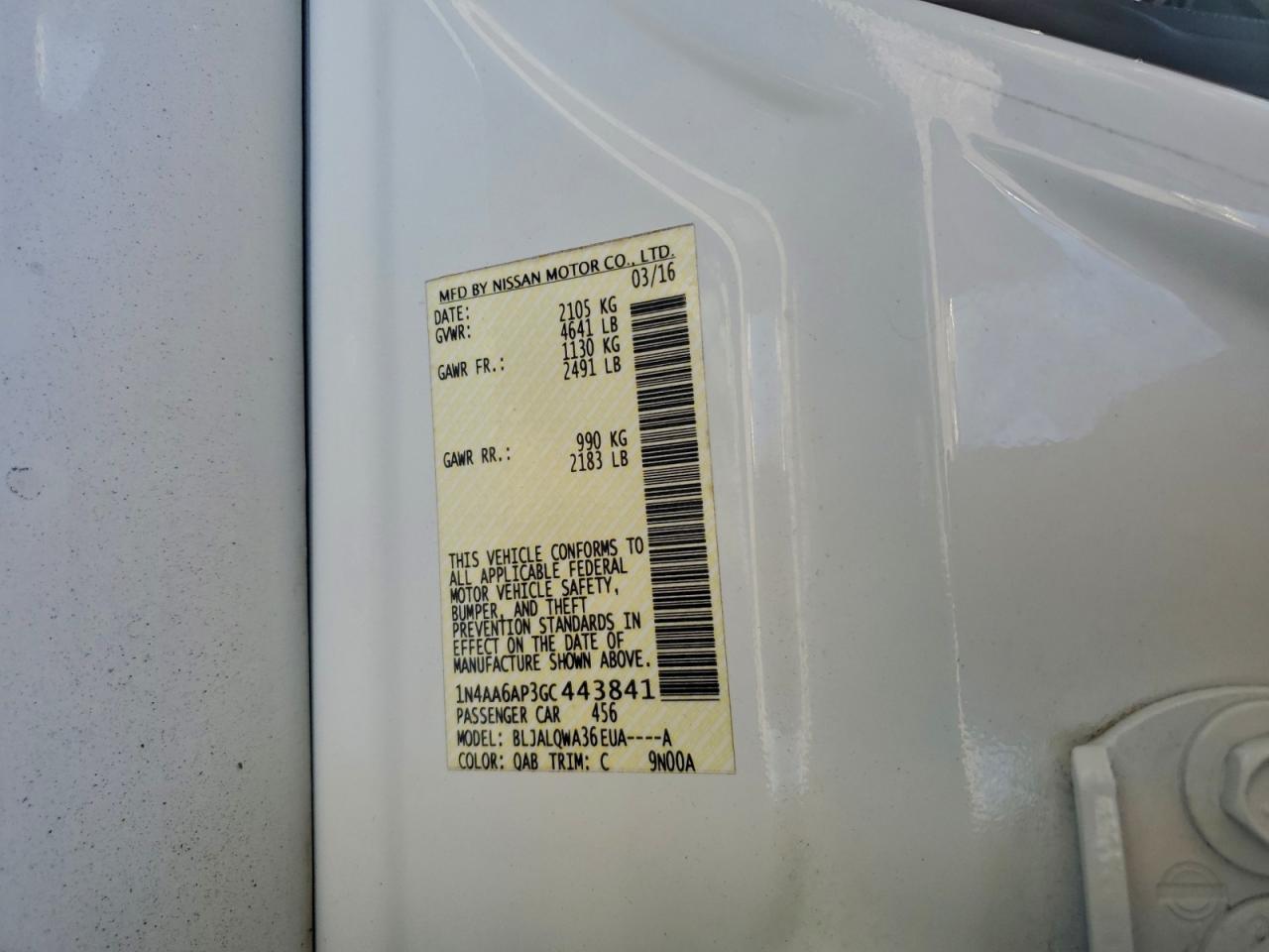 2016 NISSAN Maxima