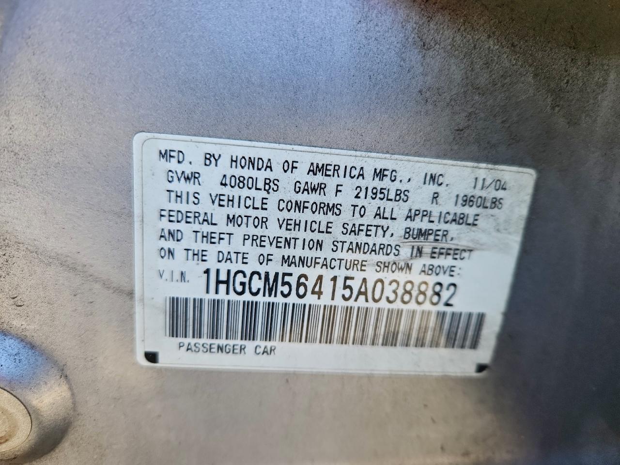 2005 HONDA ACCORD