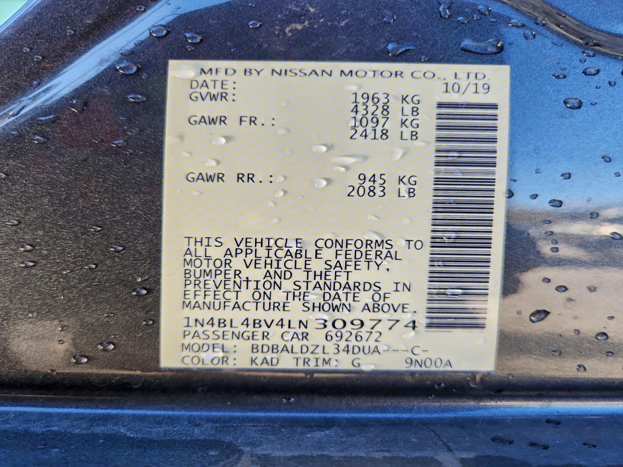 2020 NISSAN ALTIMA