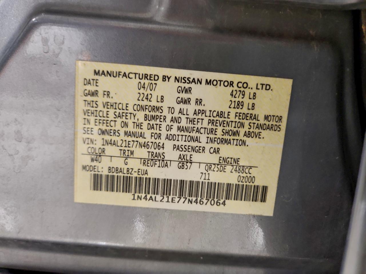 2007 NISSAN ALTIMA