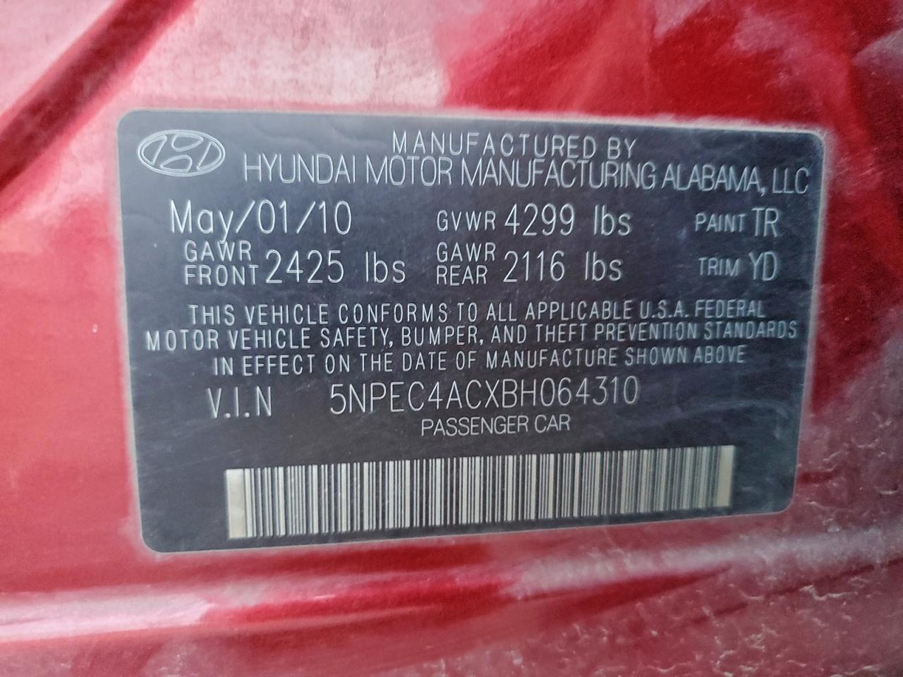 2011 HYUNDAI SONATA
