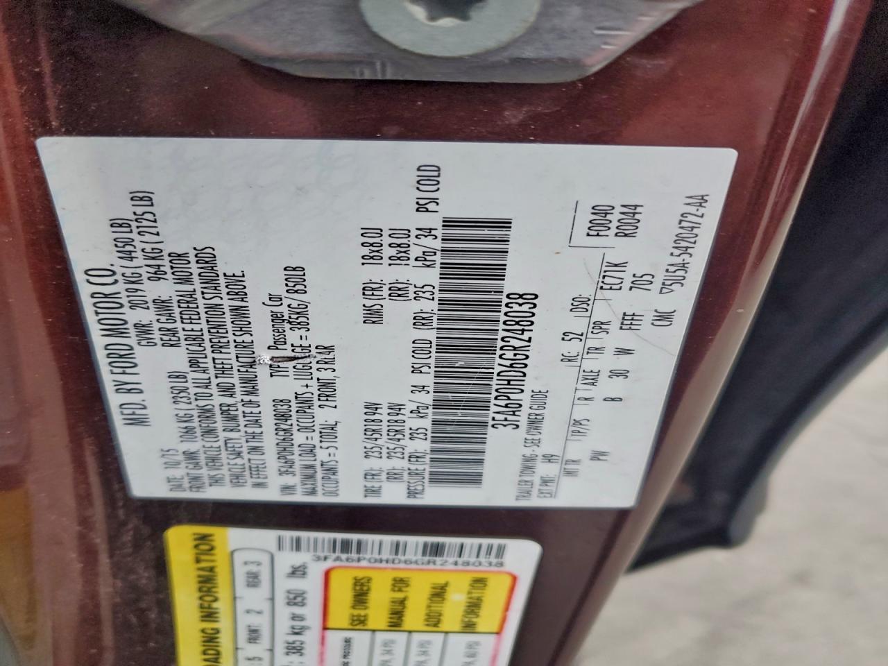 2016 FORD FUSION