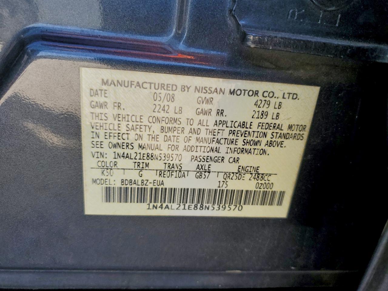 2008 NISSAN ALTIMA