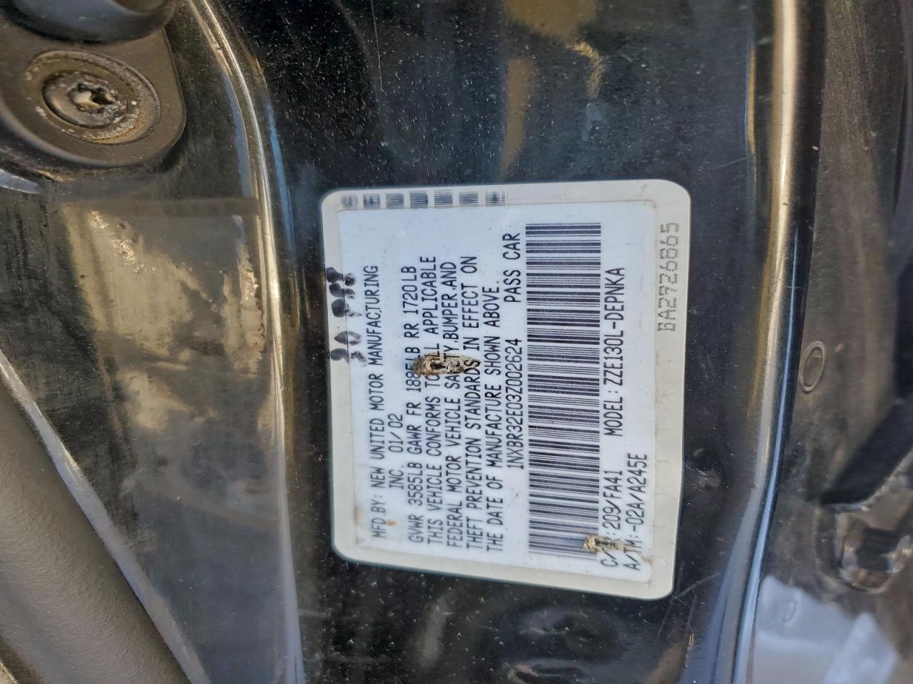 2003 TOYOTA COROLLA