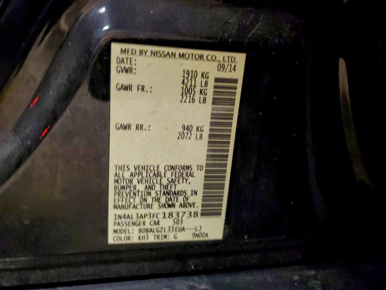 2015 NISSAN ALTIMA
