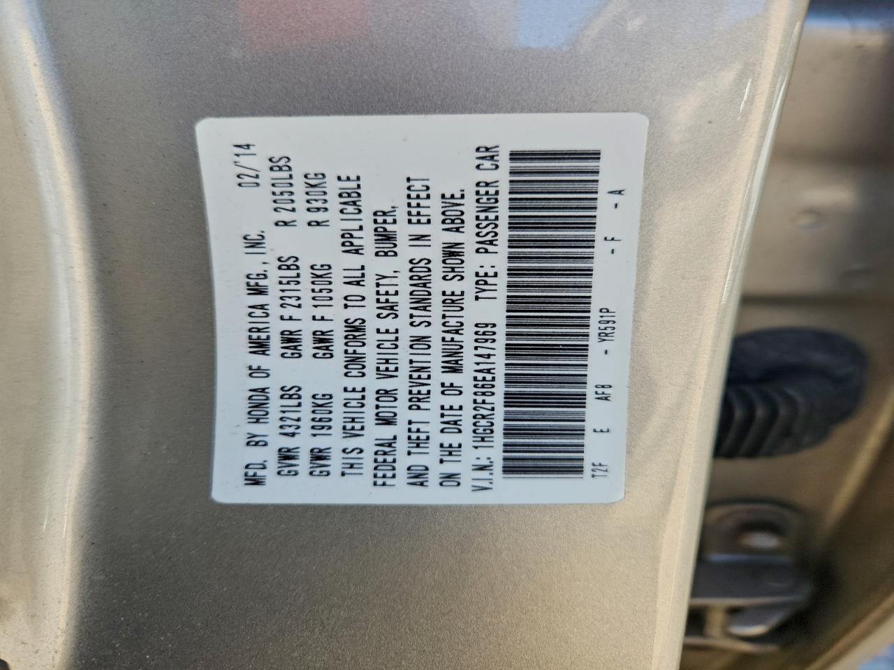 2014 HONDA ACCORD