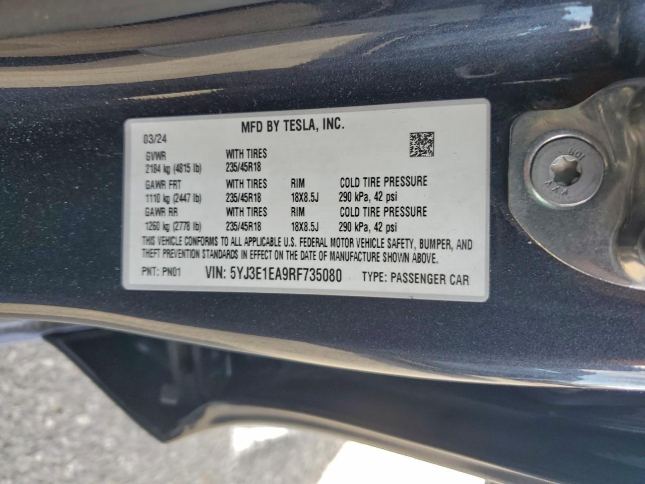 2024 TESLA MODEL 3