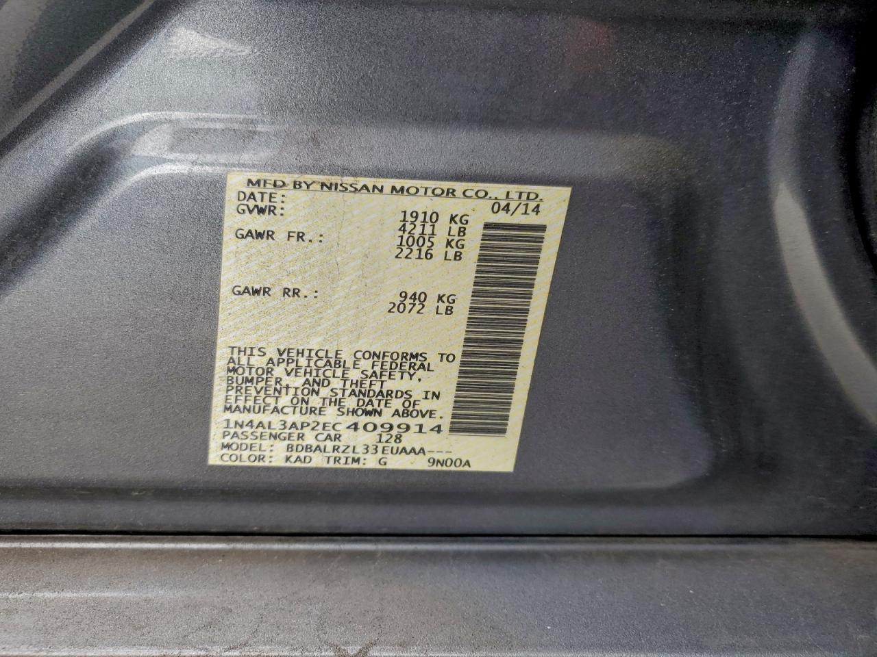 2014 NISSAN ALTIMA